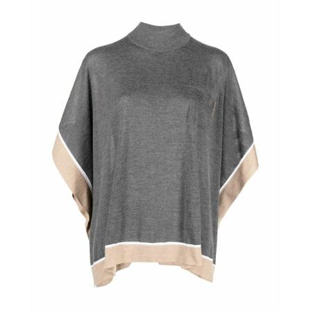 Brunello Cucinelli Draped Mango Poncho Grå, Dame