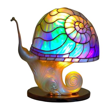 Färgglad snigelbordslampa i Tiffany-glas, bordslampa i vintage-stil