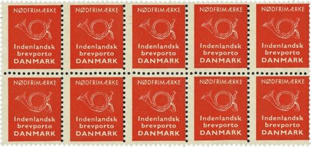 Danmark 1963 - Nødfrimærke i mappe - 10-blok - Postfrisk