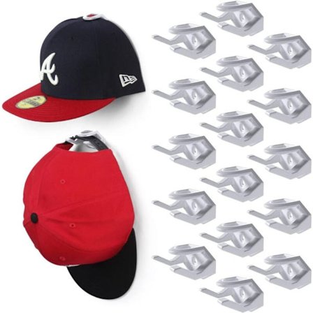 16 stk Hattkroker Selvklebende Caps Holder Hattkroker Selvklebende Veggmontert Hatt Veggkroker Stativ for Baseballcaps Skjerf