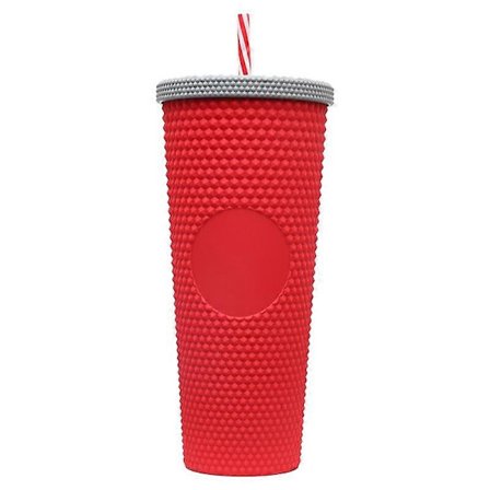 710 ml bærbar piggete tumbler med lokk og sugerør, iskaffekopper, dobbel vegg, glatt kopp YLZ