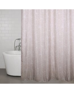 Duschdraperi blommigt Flowers +upphängningsringar Rosa - Redlunds