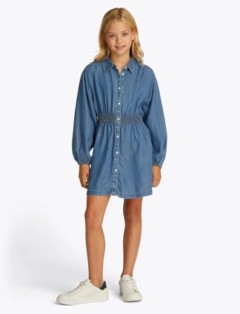 Tommy Hilfiger Chambray Shirt Dress Ls - Blue - 164