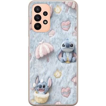 Kompatibel Mobilcover til Samsung Galaxy A23 Stitch mønster med hjerter, paraplyer og pastelfarvet blød baggrund