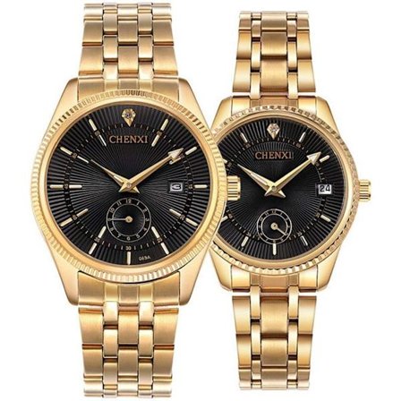 Par Klocka Guld Rostfritt Stål Quartz Klocka Herr Dam Sportklocka Herrklocka Damklockor Presenter