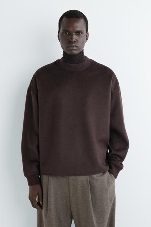 COS Men's Oversized Merino-Wool Jersey Jumper in Brown