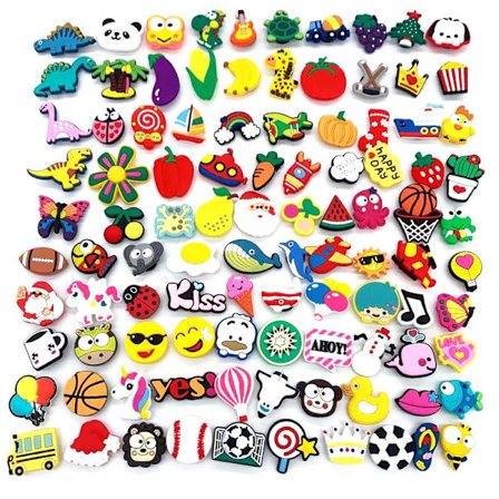 100 stycken hål-sko dekorationer tillbehör Sko blomma PV