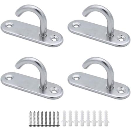 (4-pak) Rustfrit stål 304 loftskroge M6 Heavy Duty Oval
