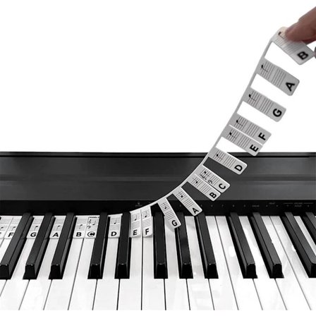 Piano Keyboard Note Labels - Silikon Piano Stickers - 88 Tangenter i Full Storlek (Klassisk Svart och Vit)