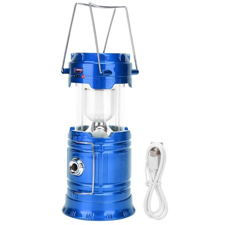 Bærbar Solar LED Camping Teltlys USB Uttrekkbar Nødlanterne Lommelykt Blå