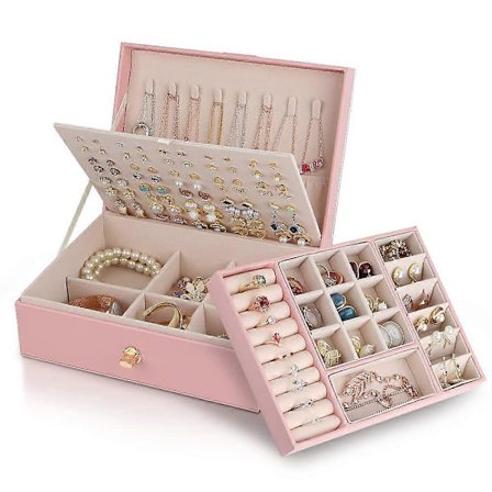 Smykkeskrin Organizer for Halskjeder Øredobber Armbånd Ringer, med 3 Stablebare Lag, Smykkeskrinholder