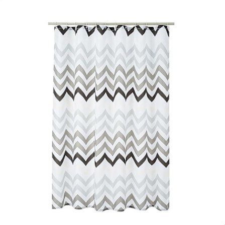 Bruseforhæng i stof - 183 x 183 cm, Grå Ombre Chevron til badeværelse