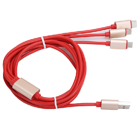 3-i-1 Snabbladdningskabel Multiladdare Sladdkontakt för Telefon/Surfplatta/Musikspelare