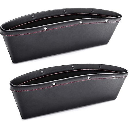 Bil Organizer Holder Lomme PU Læder Konsol Tilbehør Opbevaring Til Mobiltelefon Nøgler Kort Mønter (sort) (2 stk)