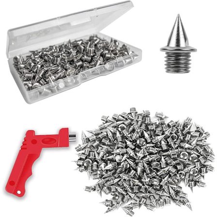 150 st 1/4 tum stålspikar spikskor spikar, rostfritt stål spår och skospikar med spiknyckel, stålpyramidspikar för löpning, vandring,