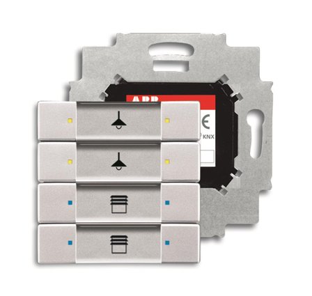ABB Impressivo 6117-0-0223 Trykknapp 4-polet trykknapp med busskobling, KNX Aluminium, Strømbrytere & vegguttak