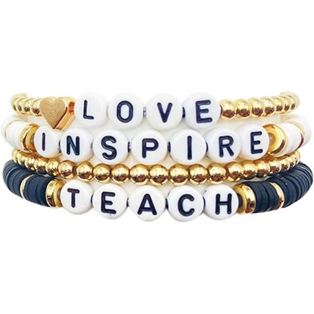 Lærerarmbånd for kvinner, gaver til lærere, armbånd, kjærlighet, læring, inspirasjon, lærerarmbånd med perler, takknemlighetsgaver
