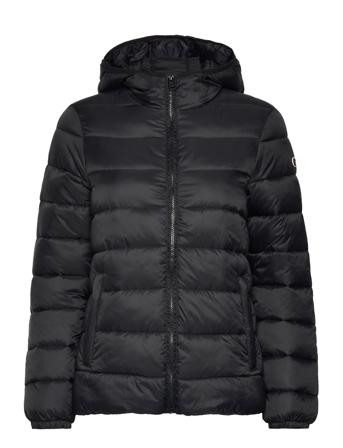 Hooded Polyfilled Jacket Fôret Jakke Svart Champion*Betinget Tilbud