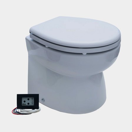 Sähköinen venewc Albin Premium Silent Low, 12 V, pieni kulho, erittäin matala malli, valmius merivesitäytölle & makean veden täytölle