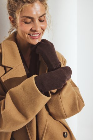 Premium Selection Strickfäustlinge aus Wolle - Handschuhe - Braun - One Size