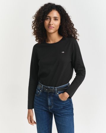 GANT Damen Langarm-T-Shirt (XS) Schwarz