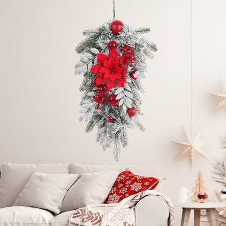 45-60 cm julkrans droppformad med julstjärna konstgjord gran snödekoration juldekoration dörr