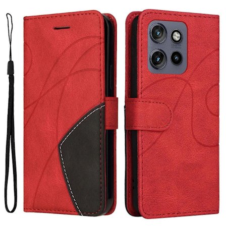 Læder Serie Telefon Cover Til Motorola Edge 50 Neo 5G Læder Cover Farve Splejsning Telefon Cover Wallet Stand