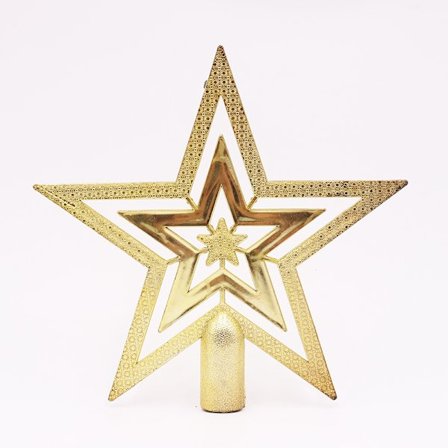 Juletræsstjerne, Juletræsstjerne til Træ Guld Juletræspynt Stjerne Topper, Glitter Pentagram Jul