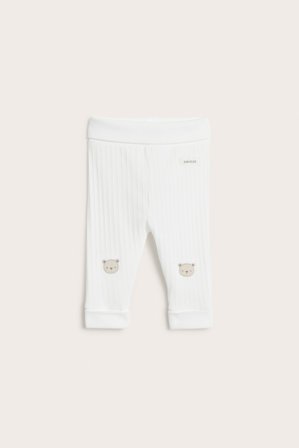 Newbie | Trikåleggings med nallar | Offwhite