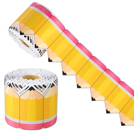 68,9 fot Penna Anslagstavla Kant Rulle, Tillbaka till Skolan Klassrumsinredning med Pappersstansade Pennutskärningar, Svarta Tavlan & Väggutställning