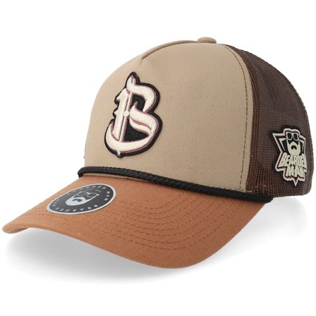 Bearded Man - Brun trucker Caps - Mascot Logo Rope Khaki/Brown/Caramel A-frame Trucker @ Hatstore