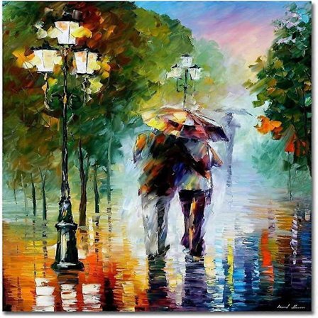 Ramlösa målade digitala oljemålningar för vuxna barn för avancerade nybörjare - promenader i regnet 16 * 20 tum