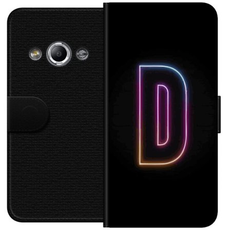 Kompatibelt Lommeboketui til Samsung Galaxy Xcover 3 Minimalistisk neonbokstav D i fargeskiftende lys mot svart bakgrunn i moderne digital design