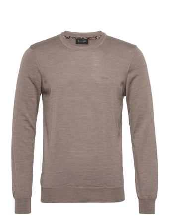 Merino Embroidery - Iq Strikkegenser M. Rund Krage Brun SAND