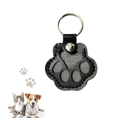 Yndig kæledyrspote lædernøglevedhæng - Mindehår opbevaring til katte og hunde, kompakt taske- og nøgletilbehør (sort)