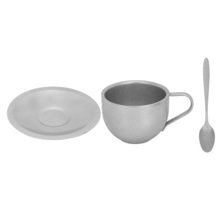 Isolerad kaffekopp i rostfritt stål med sked, dubbla lager, retrodesign för hem och camping, 180 ml