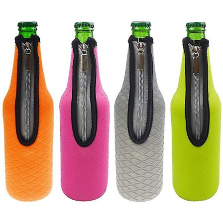 4 stykker 17,6 Oz (500 ml) Neopren-isoleret sammenfoldelig ølflaskekøler.