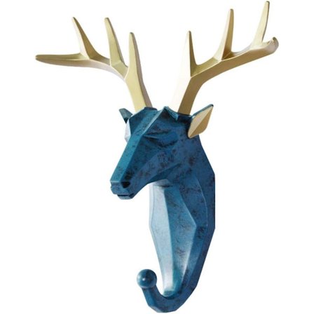 Frakkeholder Resin Væghængt Frakkekrog Vintage Hjortehoved Gevir til Hængende Tøj Hat Nøgleholder Dekorativ Frakkeholder Frakkekrog (Farve: Guld)