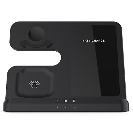Svart trådlös laddningsstation för Galaxy Watch och Buds, stödjer trådlös