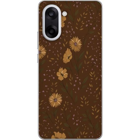 Kompatibelt Mobilskal till OnePlus OnePlus Nord CE5 Bruna blommor retro blommönster blommig design 70-tals vintagestil mönster bohemisk tapetinspira