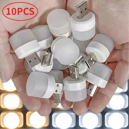 10 st Mini USB Nattlampa Glödlampor Varmvitt Ögonskydd Bokläsning Lampa USB-kontakt PC Mobil Power Laddning LED-lampor
