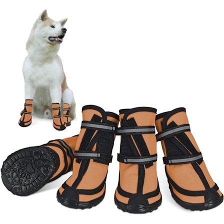 Beskyttende Hundestøvler Vandtæt Sæt, Anti-Slip Hundesnørebånd Velcro Reflekterende Tape Varme Hundesko Holdbar Hund Orange S, 10247