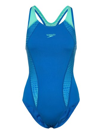 Speedo Womens Placement Laneback 1 Pc - Blue - 34