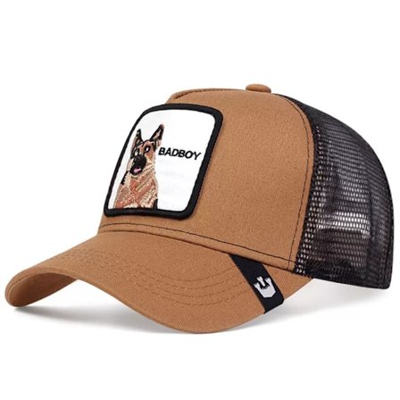 Broderet Mesh Hat med Dyreprint - Snapback - Hund