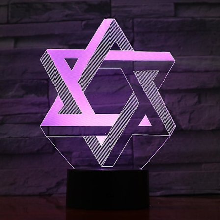 3d liten nattlampa Sexuddig stjärna Led Touch Färgglad färgskiftande Tastar of David David Shield