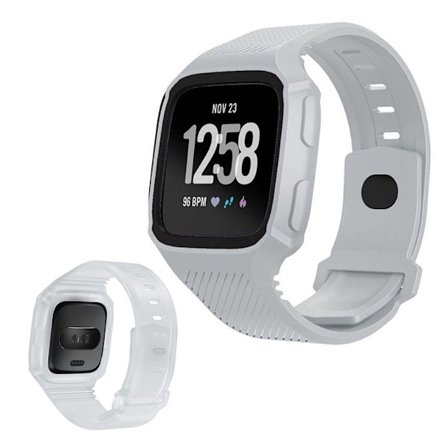 Fitbit Versa siisti silikoninen kellonauha - Vaalean Harmaa / Musta