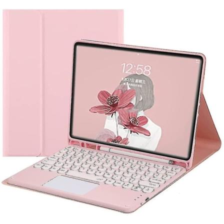 Ipad Pro 12,9-tommers avtakbart berøringsskjerm Bluetooth rundt tastaturdeksel Pink