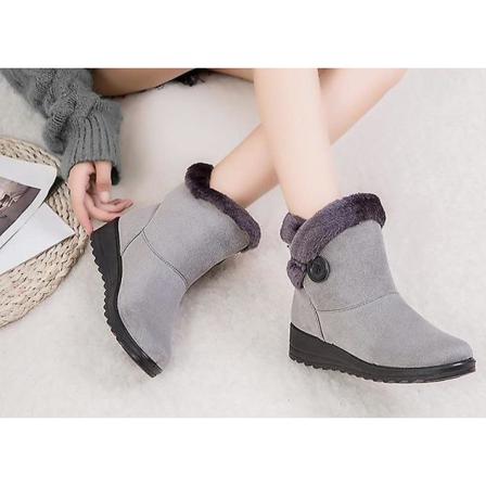 Kvinnor Solid Flat Plysch Varma Snow Boots Grey 4 8