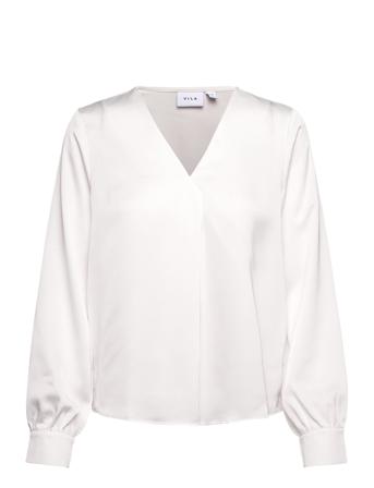 Viellette Vneck L/S Top/Su Bluse Langermet Hvit Vila*Betinget Tilbud