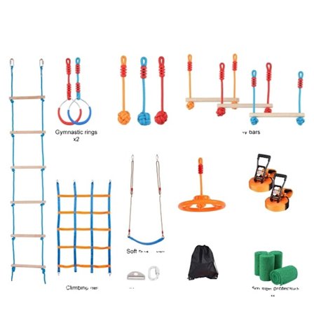 Ninja Warrior forhindringsbane, vejrbestandige slacklines, vægtkapacitet på 500lbs., 56x2ft 12stk